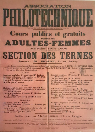 affiche Philotechnique 1903-1904